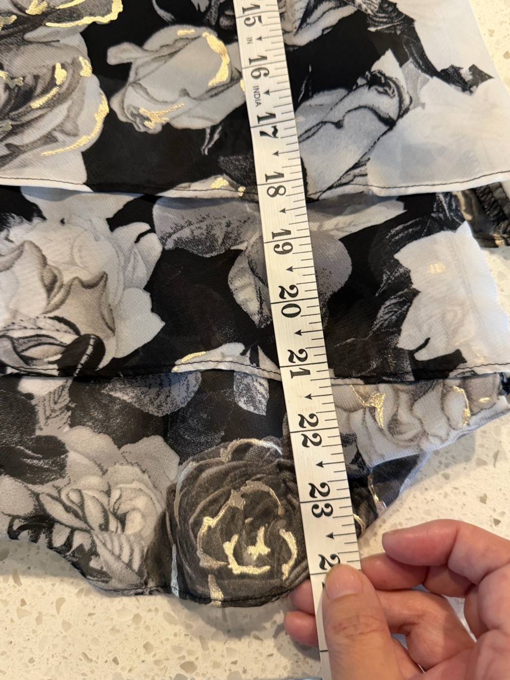 Alex Evenings Black Silver White Floral Rose  Layered Blouse M - Picture 6 of 6